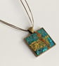 Felted square pendant - turquoise and mustard - Image 3