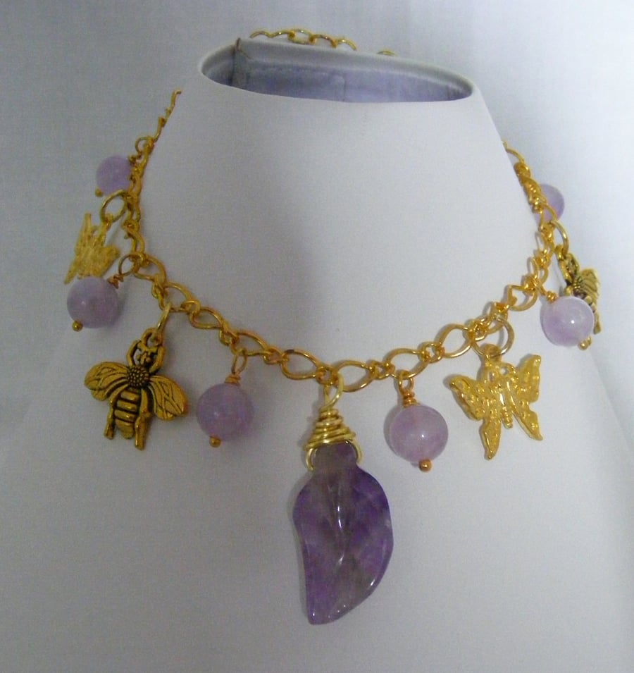 Lavender Amethyst Gemstone Charm Anklet