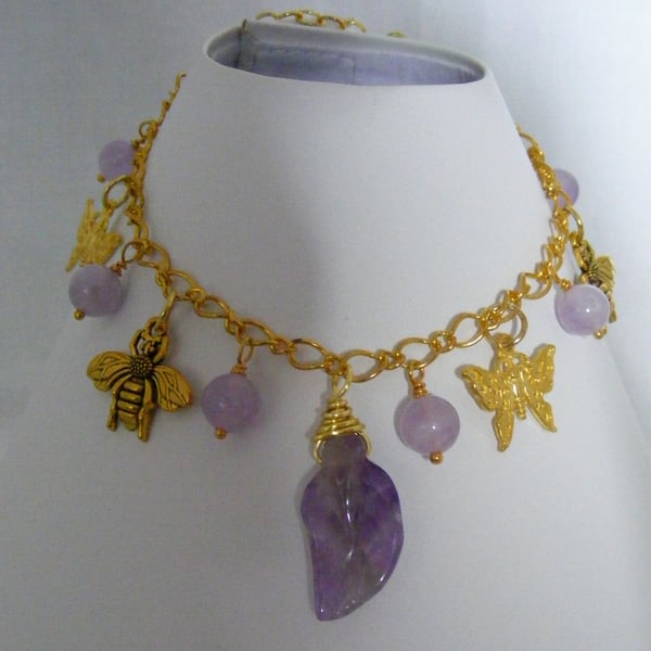 Lavender Amethyst Gemstone Charm Anklet