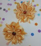 Gold Satin Ribbon Flower Hair Ties, Set of 2, Champagne Flower - Image 9