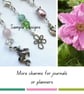 Beaded journal planner charm with green silver beads, clip on bag charm  - Image 3