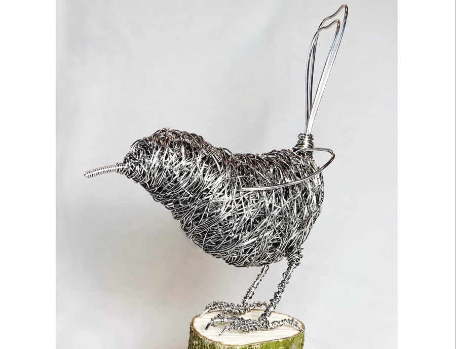 Stainless steel wire Robin sculpture 