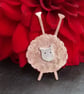 Knitting Needle Sheep brooch in copper and sterling silver - Image 2