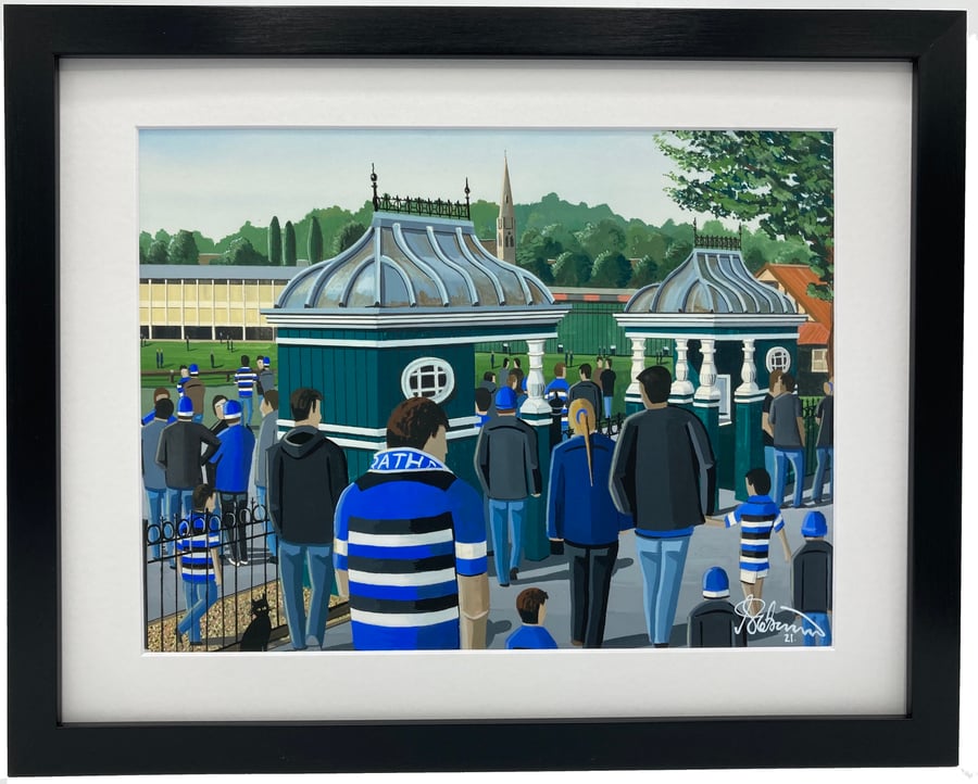 Bath Rugby, Recreation Ground, High Quality Framed Rugby Union Art Print.