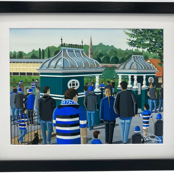 Bath Rugby, Recreation Ground, High Quality Framed Rugby Union Art Print.