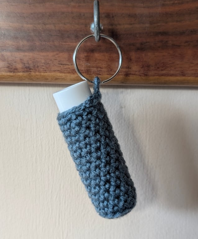 Handmade crochet lipbalm holders used as a keyring - bagcharm - green