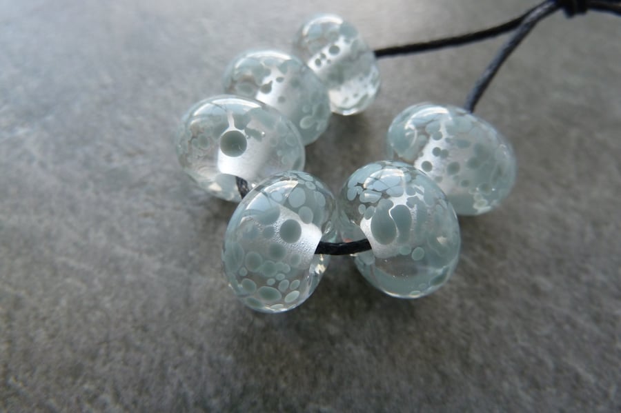 grey frit lampwork glass beads