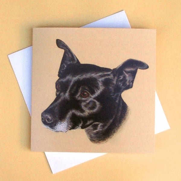 Greetings Card - Blank - Black Dog Portrait