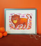 Grumpy Lion, 3-colour screen print - Image 2