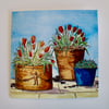 TULIP POTS-BLANK GREETINGS CARD