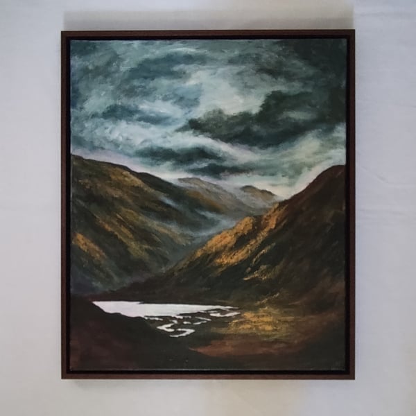 Loch Ness, Scottish highlands original painting, framed painting