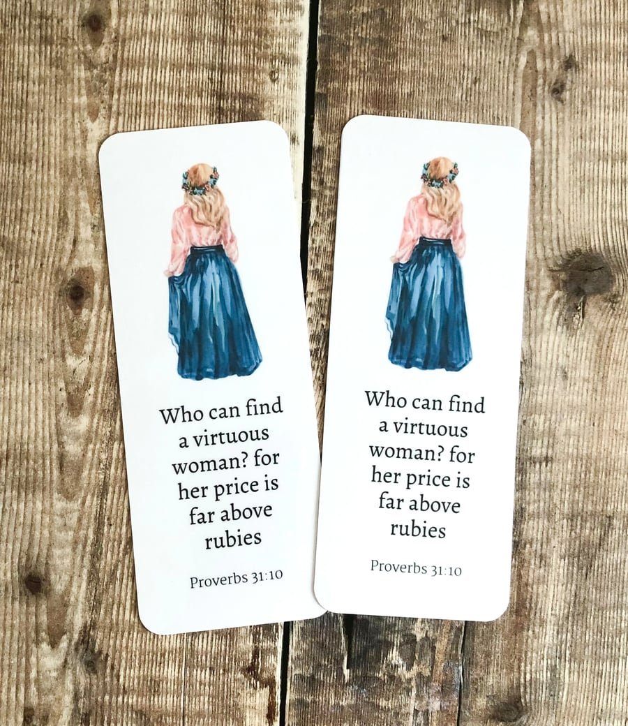 Christian bookmarks Proverbs 31:10 glossy laminated bookmarks 