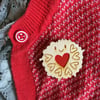 Hand Painted Jammie Dodger Wooden Brooch