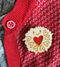Hand Painted Jammie Dodger Wooden Brooch - Image 1