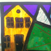 Teeny Tiny Snowy Winter Village, Stained Glass Panel