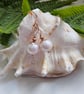 Large 12mm Edison Freshwater Culture Pearl Rose Gold Vermeil Earrings Top Grade