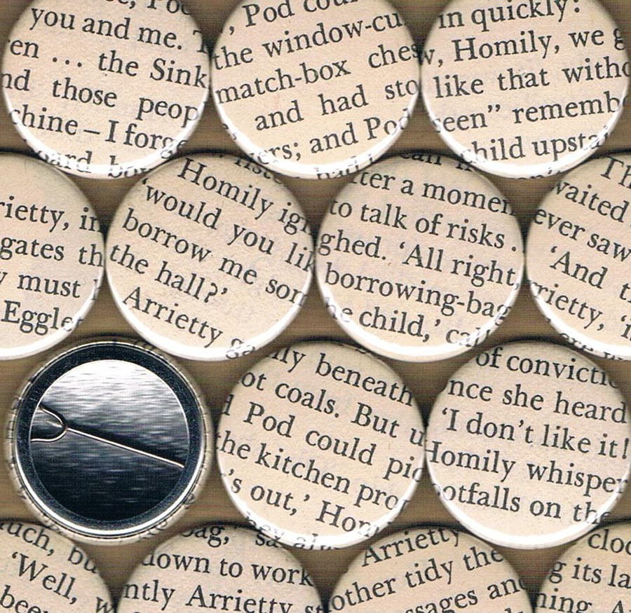 UPCYCLED BORROWERS BADGES - wearable storybook pages, gift for literature lovers