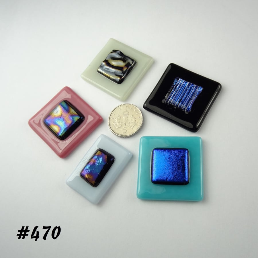 5 mixed art glass cabochons for jewellery making, wire wrapping, arts (470)