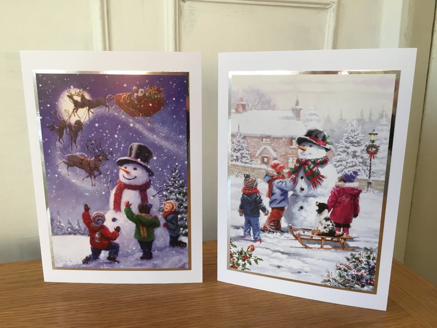 Set of 2 x Snowman Christmas Cards