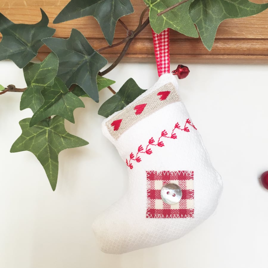CHRISTMAS STOCKING DECORATION - embroidered nordic 