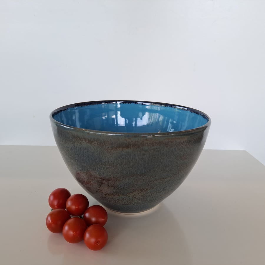 HAND MADE CERAMIC BOWL - stoneware with Azure blue glaze