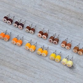 Autumn Colour Pencil Stud Earring, Yellow Colour Pencil Ear Studs