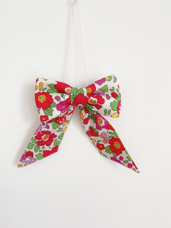 Handmade Liberty Fabric Decorative Hanging Bow – Betsy Red
