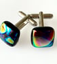 Dichroic Swirl Glass Cuff Links - Image 6