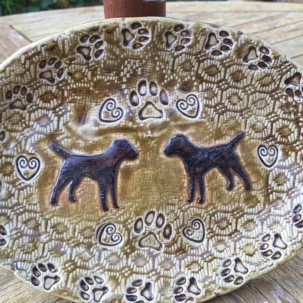 Small platter featuring 2 Jack Russells