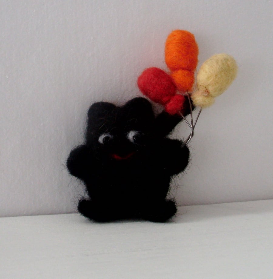 Needle felt cat,lucky black cat,matchbox miniture,needle felting