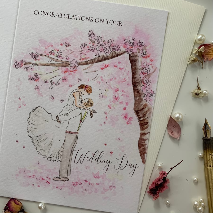 Congratulations on your wedding day card, spring wedding card, newly weds