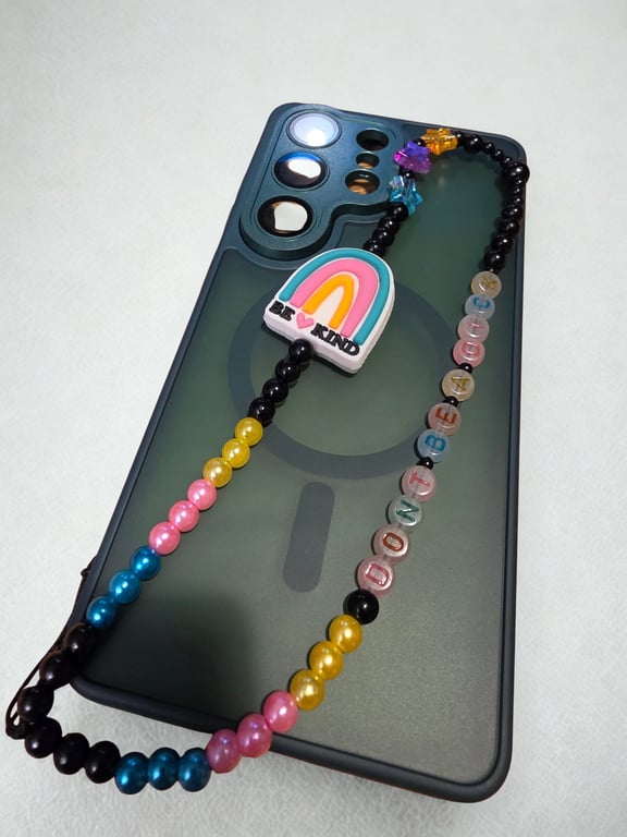 Rainbow Positive Vibes Phone Charm with Glow In The Dark Beads