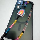 Rainbow Positive Vibes Phone Charm with Glow In The Dark Beads