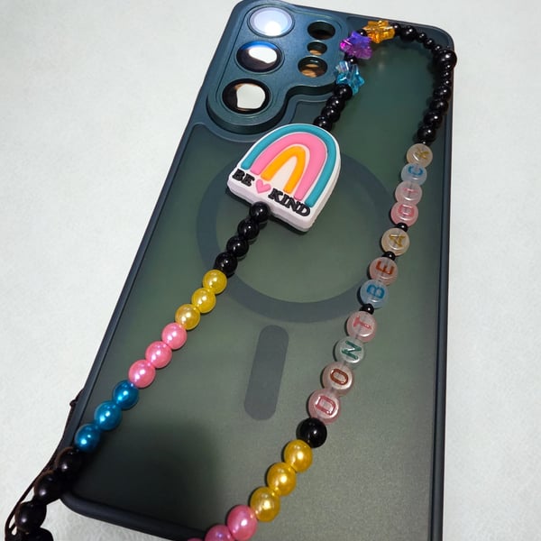 Rainbow Positive Vibes Phone Charm with Glow In The Dark Beads