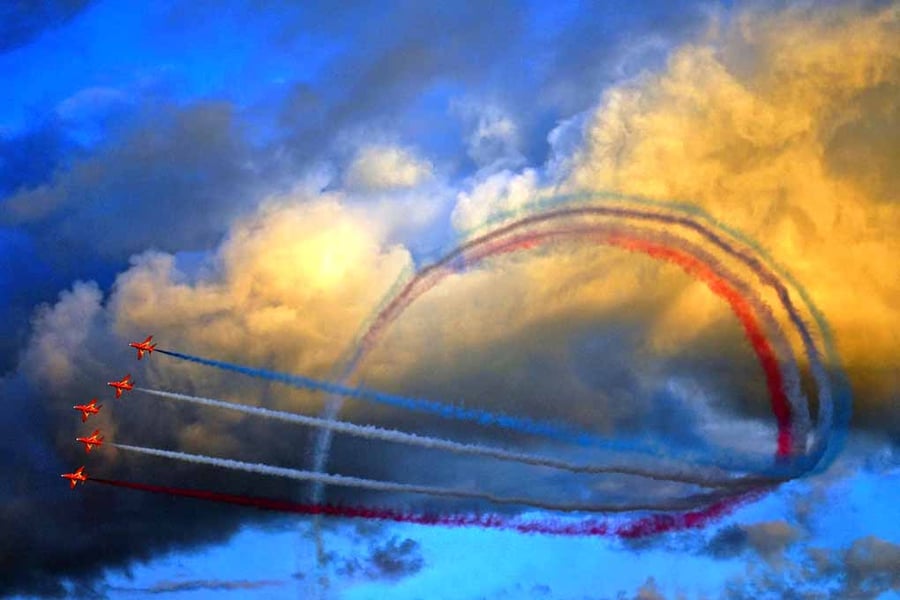 Red Arrows Display Team In Formation UK Photograph Print