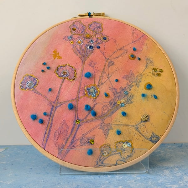 "Wild meadows"  mixed media hoop art