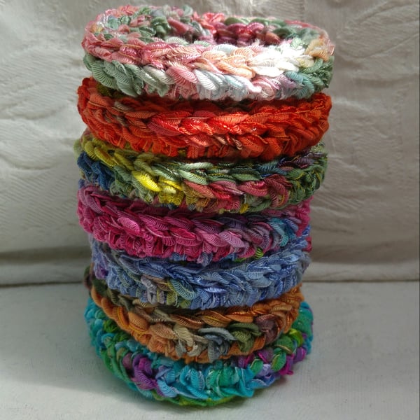 Crochet Ribbon Bangles