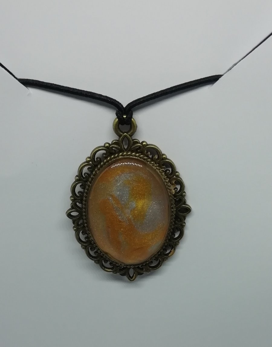 Oval marble clay pendant 