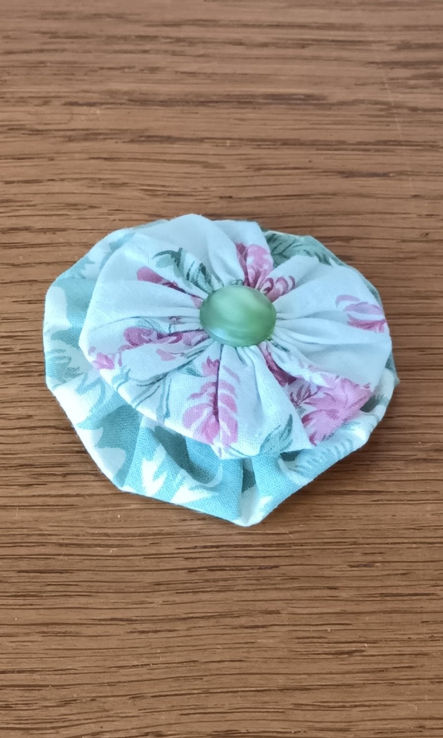 Fabric Button Brooch - hand stitched