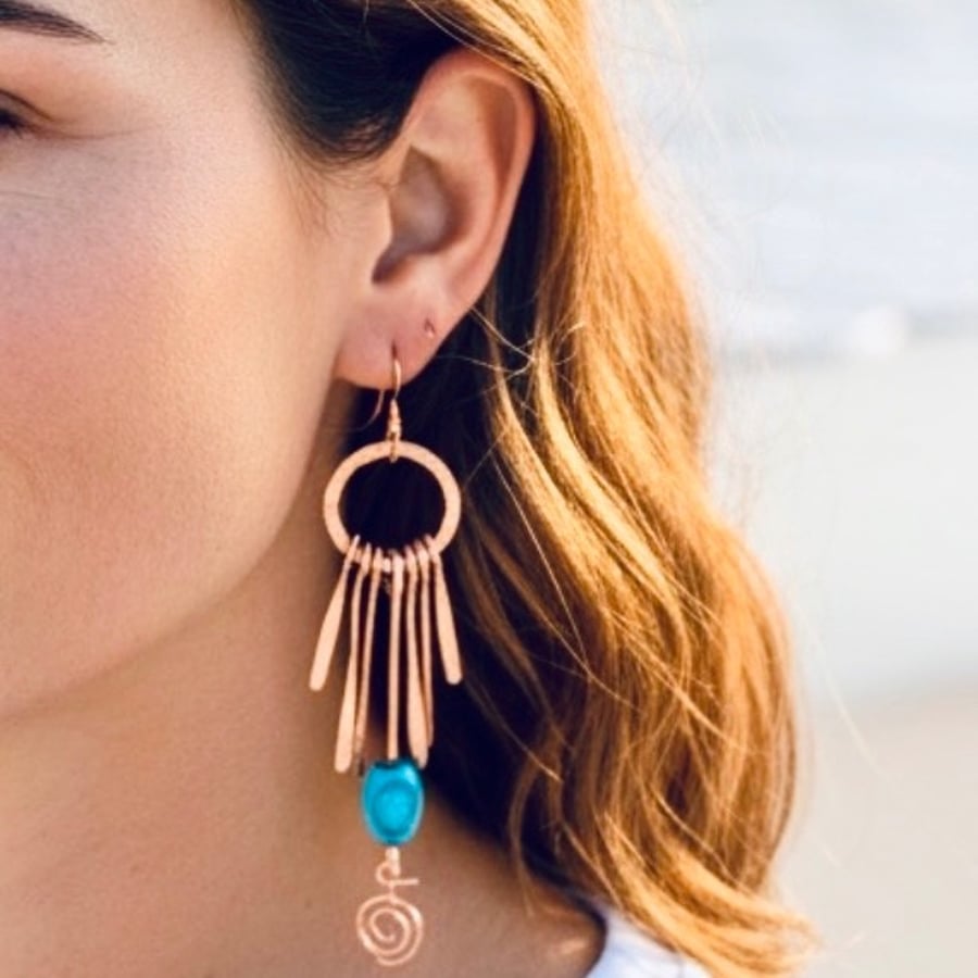 Reiki Symbol Copper Earrings - Spiritual, Mindfulness, Wellbeing