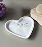 White Heart Shaped Tray with Silver Leaf and Rose Quartz