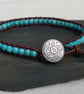 Turquoise semi precious bead and leather bracelet, December birthstone - Image 7