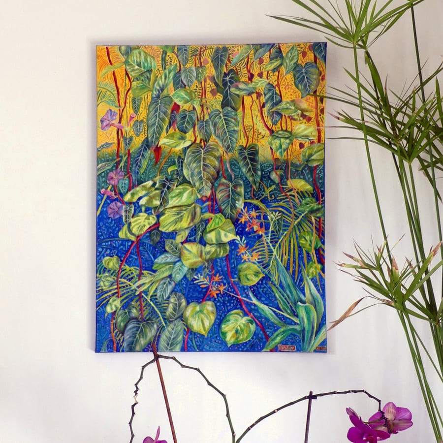 Tropical Jungle Original Oil Painting