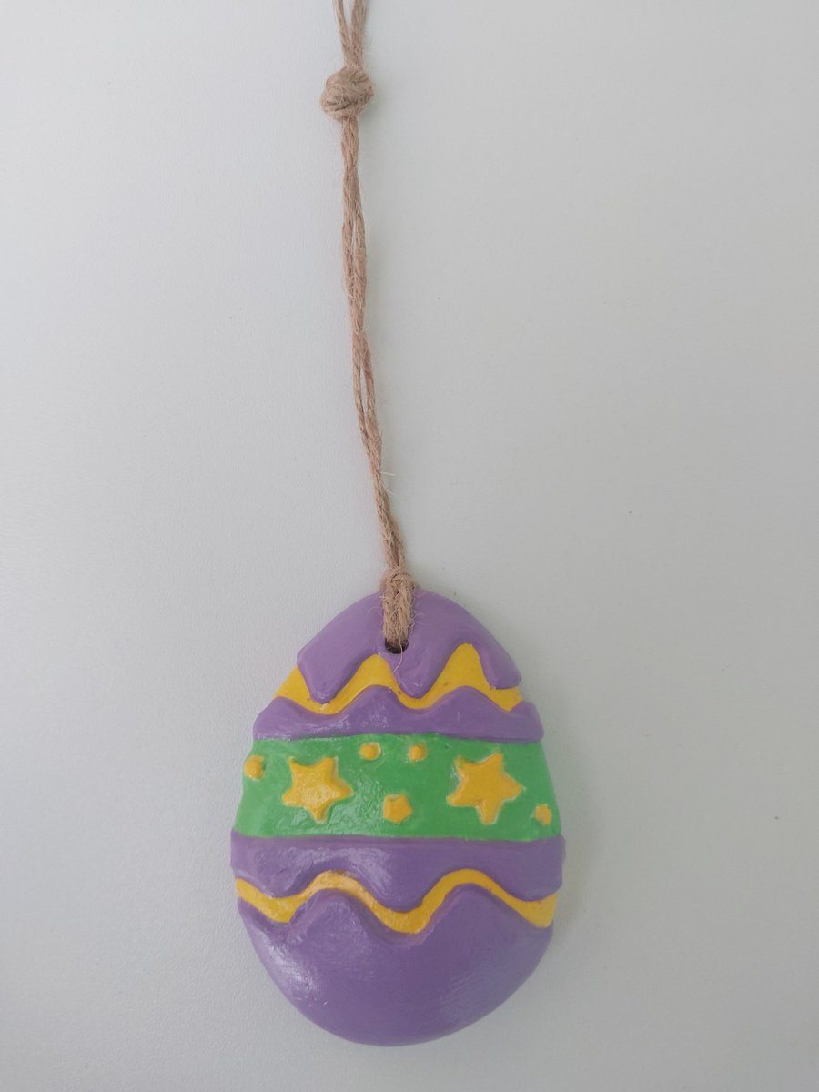 Air Dry Clay Half Easter Egg Hanging Ornament Decoration