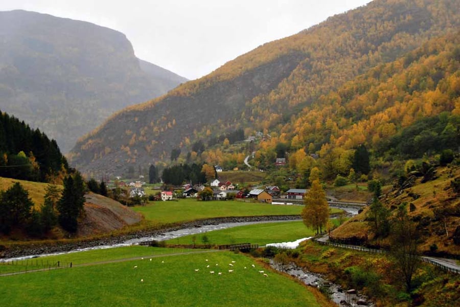 Flamsdalen Valley Flam Norway Scandinavia 18"x12" Print