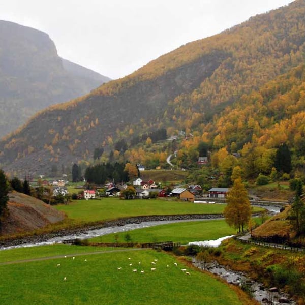 Flamsdalen Valley Flam Norway Scandinavia 18"x12" Print