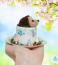 Crochet hedgehog in an espresso teacup. Hedgehog ornament. Hedgehog decoration. - Image 3