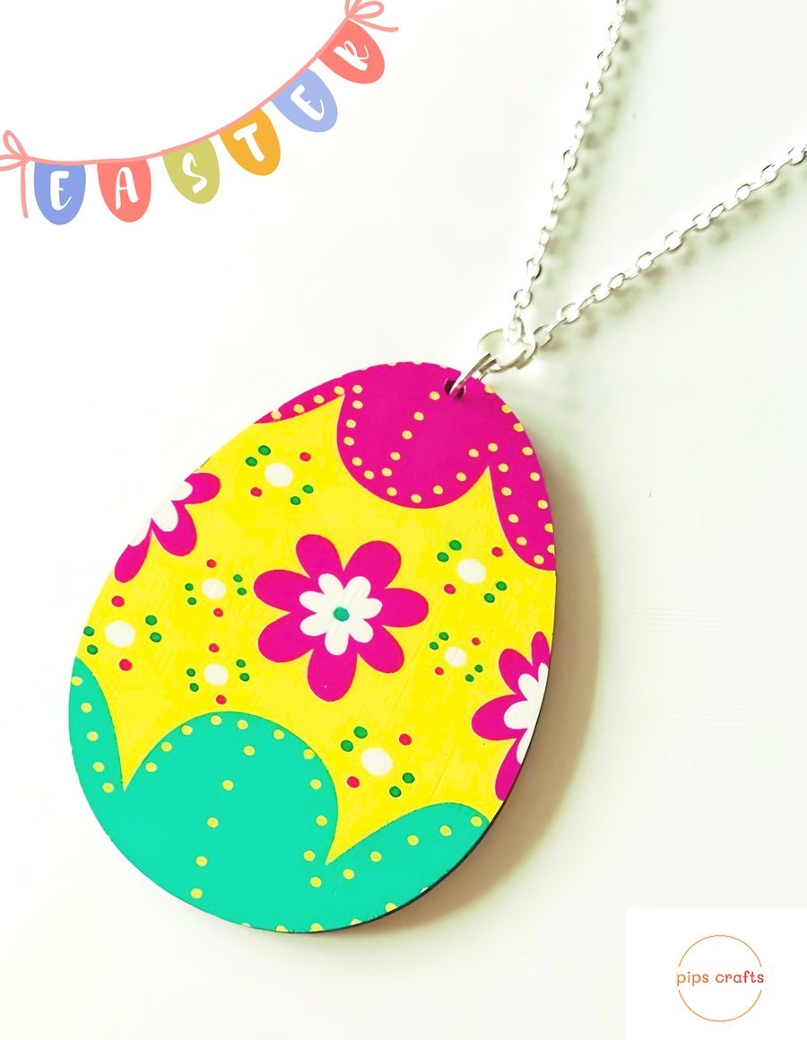 Colourful Easter Egg Pendant Necklace - Handmade Jewellery, Mothers Day Gift