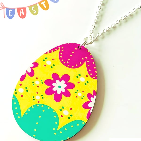 Colourful Easter Egg Pendant Necklace - Handmade Jewellery, Mothers Day Gift