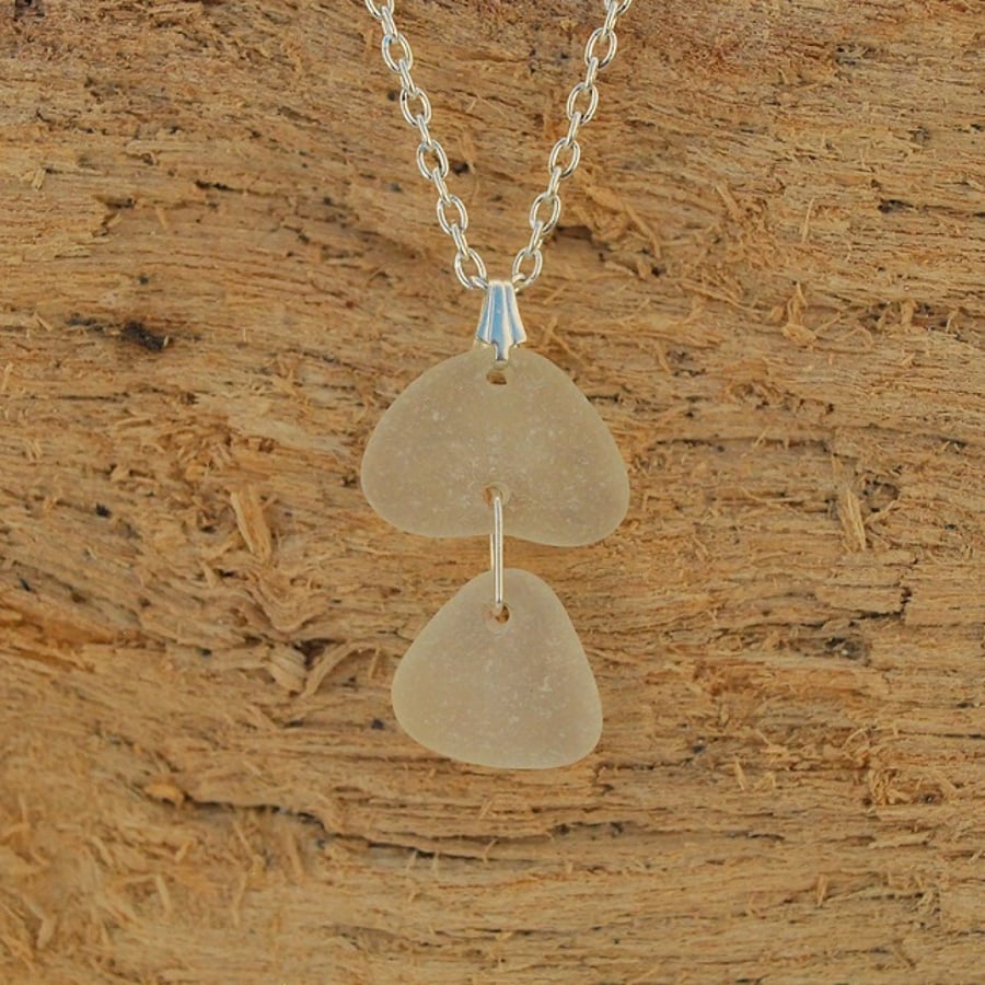 White sea glass pendant